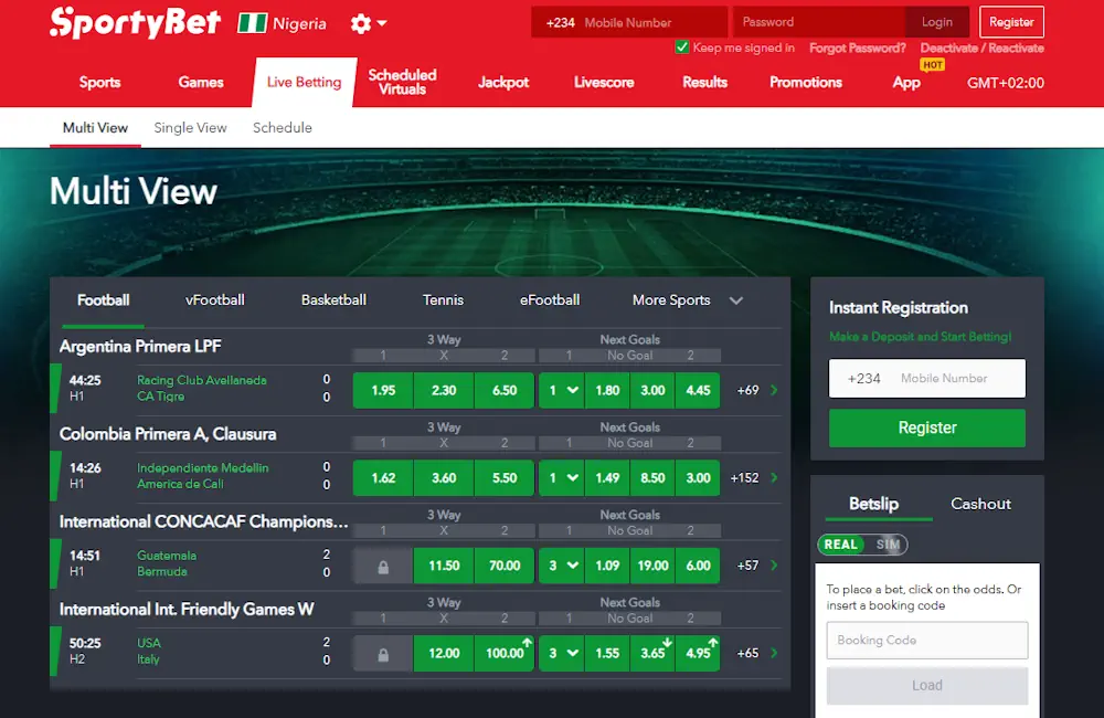 SportyBet Live Betting Multi View Screenshot